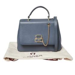 Pre Owned حقيبة أيغنر ايزابيلا يد علوية قلاب جلد رصاصي داكن