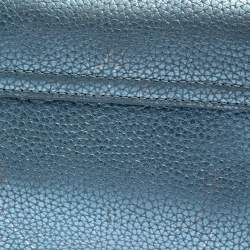 Pre Owned Aigner Metallic Blue Leather Flap Crossbody Bag