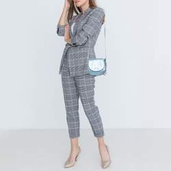 Pre Owned Aigner Metallic Blue Leather Flap Crossbody Bag