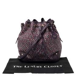Pre Owned Aigner Purple Signature Coated Canvas and Leather Drawstring Shoulder Bag