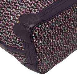 Pre Owned Aigner Purple Signature Coated Canvas and Leather Drawstring Shoulder Bag