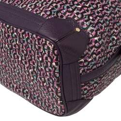 Pre Owned Aigner Purple Signature Coated Canvas and Leather Drawstring Shoulder Bag