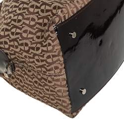 مملوكة مسبقًا Aigner Brown/Beige Signature Canvas and Patent Leather Satchel
