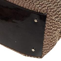 مملوكة مسبقًا Aigner Brown/Beige Signature Canvas and Patent Leather Satchel