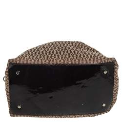 مملوكة مسبقًا Aigner Brown/Beige Signature Canvas and Patent Leather Satchel