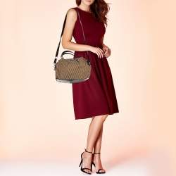 مملوكة مسبقًا Aigner Brown/Beige Signature Canvas and Patent Leather Satchel