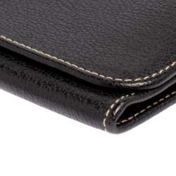 مملوكة مسبقًا Aigner Black Leather Flap Continental Wallet