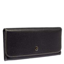 مملوكة مسبقًا Aigner Black Leather Flap Continental Wallet