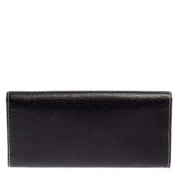مملوكة مسبقًا Aigner Black Leather Flap Continental Wallet