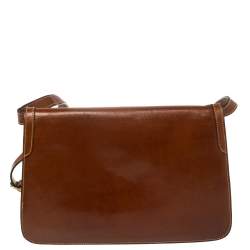 Pre Owned Aigner Brown Leather Flap Shoulder Bag