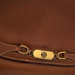 Pre Owned Aigner Brown Leather Flap Shoulder Bag