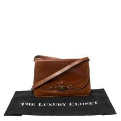 Pre Owned Aigner Brown Leather Flap Shoulder Bag