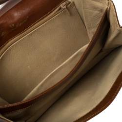 Pre Owned Aigner Brown Leather Flap Shoulder Bag