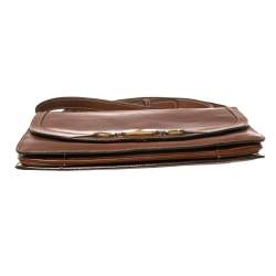 Pre Owned Aigner Brown Leather Flap Shoulder Bag