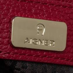 Pre Owned Aigner Red Leather Genevova M Top Handle Bag