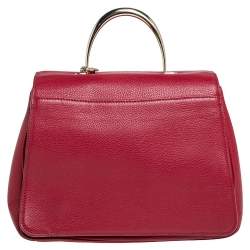 Pre Owned Aigner Red Leather Genevova M Top Handle Bag