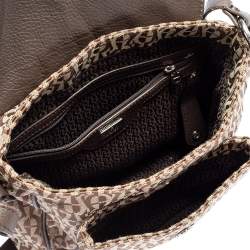Aigner Beige/Brown Signature Canvas and Leather Flap Shoulder Bag