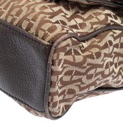 Aigner Beige/Brown Signature Canvas and Leather Flap Shoulder Bag