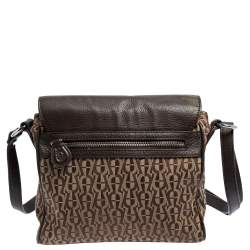 Aigner Beige/Brown Signature Canvas and Leather Flap Shoulder Bag