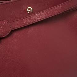 Pre Owned Aigner Burgundy Leather Cavallina Tote