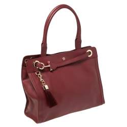 Pre Owned Aigner Burgundy Leather Cavallina Tote