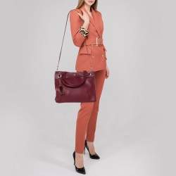 Pre Owned Aigner Burgundy Leather Cavallina Tote