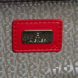 Pre Owned Aigner Red Logo Embossed Leather Chain Clutch