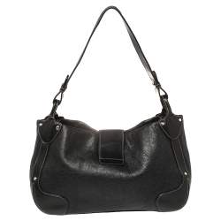 Pre Owned Aigner Black Leather Satchel