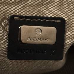 Pre Owned Aigner Black Leather Satchel