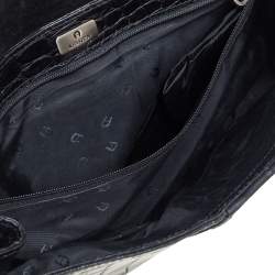 Pre Owned حقيبة كتف إيغنر جلد نقشة التمساح أسود