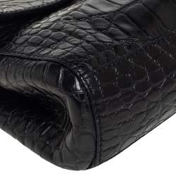 Pre Owned حقيبة كتف إيغنر جلد نقشة التمساح أسود