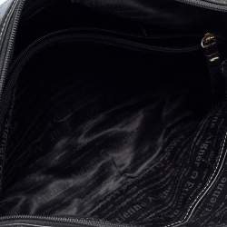 Pre Owned Aigner Black Leather Pocket Buckle Satchel