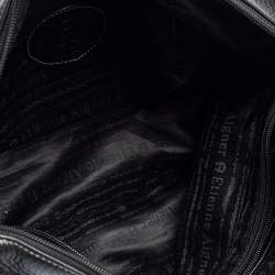 Pre Owned Aigner Black Leather Pocket Buckle Satchel