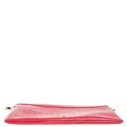 Pre Owned Aigner Pink Monogram Patent Leather Chain Clutch
