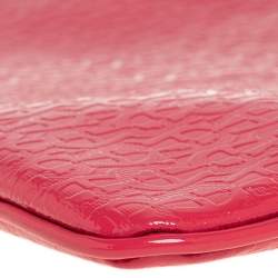 Pre Owned Aigner Pink Monogram Patent Leather Chain Clutch