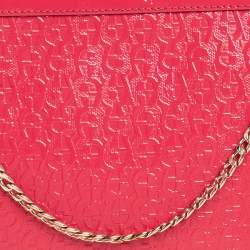 Pre Owned Aigner Pink Monogram Patent Leather Chain Clutch