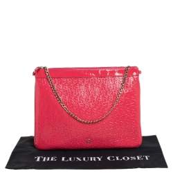 Pre Owned Aigner Pink Monogram Patent Leather Chain Clutch
