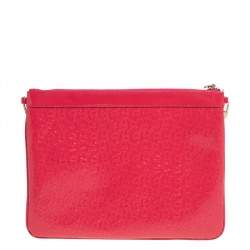Pre Owned Aigner Pink Monogram Patent Leather Chain Clutch