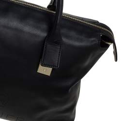 Pre Owned Aigner Black Leather Top Zip Tote