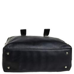 Pre Owned Aigner Black Leather Top Zip Tote