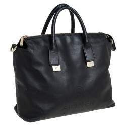 Pre Owned Aigner Black Leather Top Zip Tote