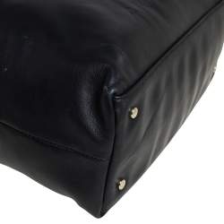 Pre Owned Aigner Black Leather Top Zip Tote