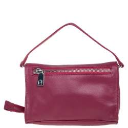 Pre Owned Aigner Fuchsia Leather Fold Over Clutch Bag
