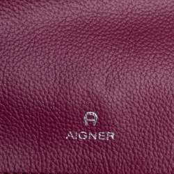 Pre Owned Aigner Fuchsia Leather Fold Over Clutch Bag