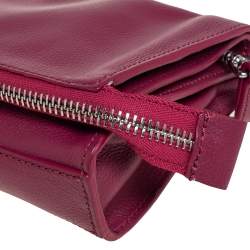 Pre Owned Aigner Fuchsia Leather Fold Over Clutch Bag
