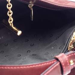 مملوكة مسبقًا حقيبة كتف أيغنر لوك بشعار الماركة جلد ونايلون عنابي 