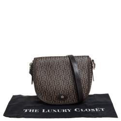 Pre Owned حقيبة كروس أيغنر قلاب كانفاس بالشعار بني 