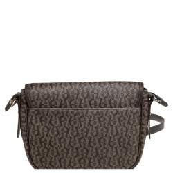 Pre Owned حقيبة كروس أيغنر قلاب كانفاس بالشعار بني 