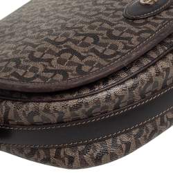 Pre Owned حقيبة كروس أيغنر قلاب كانفاس بالشعار بني 