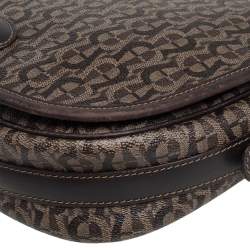 Pre Owned حقيبة كروس أيغنر قلاب كانفاس بالشعار بني 